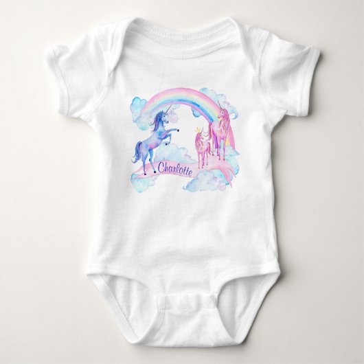 Persoonlijke Unicorn Baby Girl Shirten Romper (Voorkant)