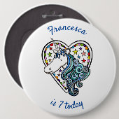 Persoonlijke Unicorn Birthday Button Badge (Voorkant /achterkant)