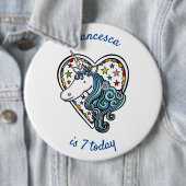 Persoonlijke Unicorn Birthday Button Badge (In situ)