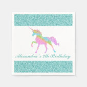 Persoonlijke Unicorn Birthday Napkin Servet (Voorkant)