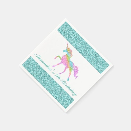 Persoonlijke Unicorn Birthday Napkin Servet (Hoek)