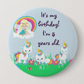 Persoonlijke Unicorn Birthday Party Ronde Button 4,0 Cm (Voorkant)