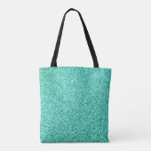 Persoonlijke Unicorn Blauwgroen Glitter Canvas tas (Achterkant)