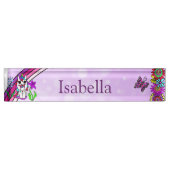 Persoonlijke Unicorn, Butterfly en Flowers Naambordje (Voorkant)
