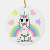Persoonlijke Unicorn, Butterfly en Rainbow Keramisch Ornament (Voorkant)