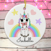 Persoonlijke Unicorn, Butterfly en Rainbow Keramisch Ornament