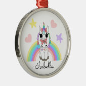 Persoonlijke Unicorn, Butterfly en Rainbow Metalen Ornament (Rechts)
