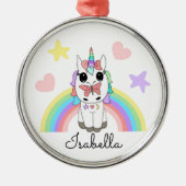 Persoonlijke Unicorn, Butterfly en Rainbow Metalen Ornament (Voorkant)