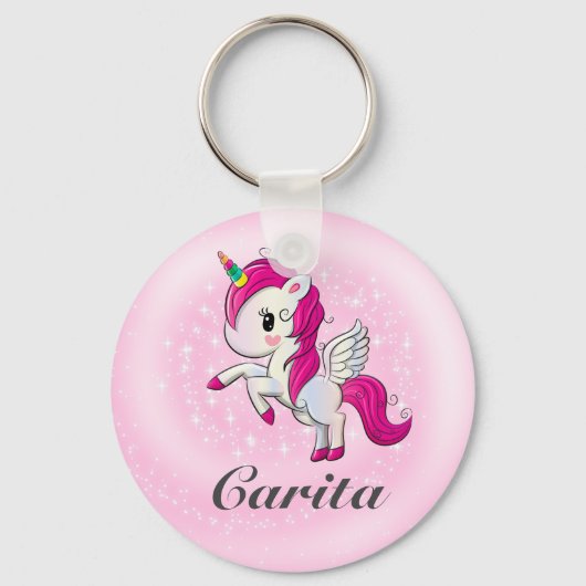 Persoonlijke Unicorn Button Sleutelhanger (Voorkant)