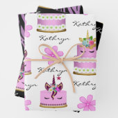 Persoonlijke Unicorn Cakes Inpakpapier Vel (In situ)