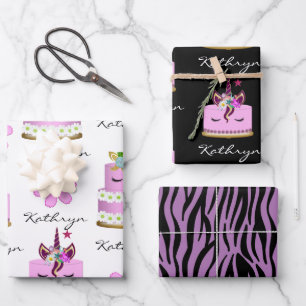 Persoonlijke Unicorn Cakes Inpakpapier Vel