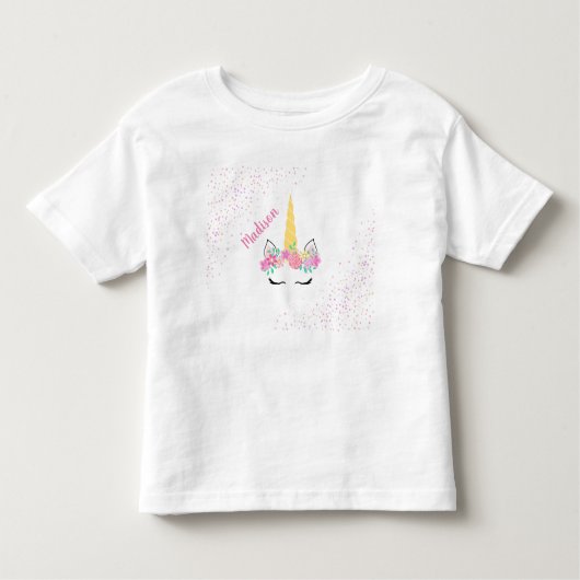 Persoonlijke Unicorn Confetti T-Shirt (Voorkant)
