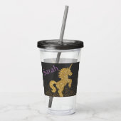 Persoonlijke Unicorn Cup met stro Acryl Drinkbeker (Achterkant)