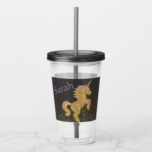 Persoonlijke Unicorn Cup met stro Acryl Drinkbeker (Voorkant)