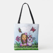 Persoonlijke Unicorn en Fairy Paars Tote Bag (Achterkant)