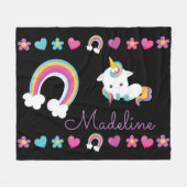 Persoonlijke Unicorn en regenboog Fleece Deken (Voorkant (Horizontaal))