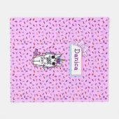Persoonlijke Unicorn- en Snoep-springen met bogen Fleece Deken (Voorkant (Horizontaal))