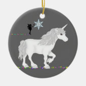Persoonlijke Unicorn-, Fairy- en kerstboom Keramisch Ornament (Voorkant)