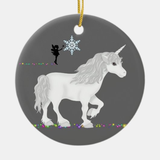 Persoonlijke Unicorn-, Fairy- en kerstboom Keramisch Ornament (Voorkant)