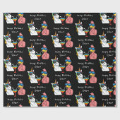 Persoonlijke Unicorn & Flamingo Cocktail Party Cadeaupapier (Vlak)
