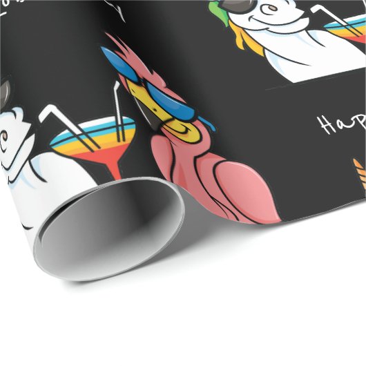 Persoonlijke Unicorn & Flamingo Cocktail Party Cadeaupapier (Rol Hoek)