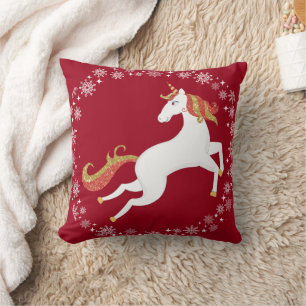 Persoonlijke Unicorn Glitter Snowflakes Kerstmis Kussen