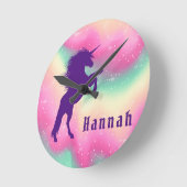 Persoonlijke Unicorn-klok Ronde Klok (Hoek)