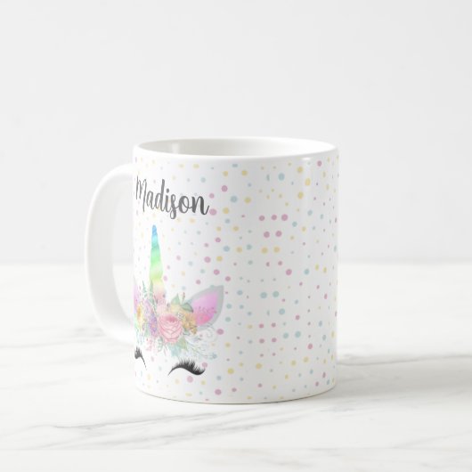 Persoonlijke Unicorn Koffiemok (Voorkant links)