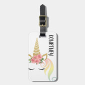 Persoonlijke Unicorn | Magische Girly Pink Bagagelabel (Voorkant verticaal)