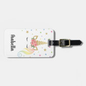 Persoonlijke Unicorn | Magische Girly Pink Bagagelabel (Voorkant horizontaal)