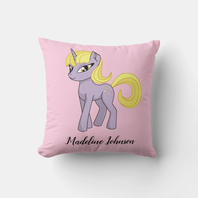 Persoonlijke Unicorn Meisje Worp Kussen (Voorkant)