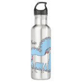 Persoonlijke Unicorn met hart Waterfles (Voorkant)