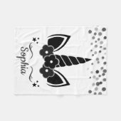 Persoonlijke Unicorn met Pony Black Fleece Deken (Voorkant (Horizontaal))