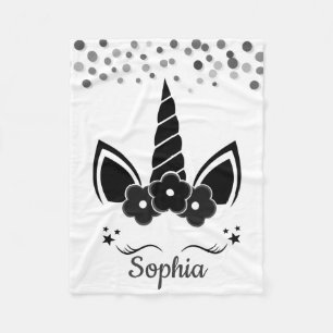 Persoonlijke Unicorn met Pony Black Fleece Deken