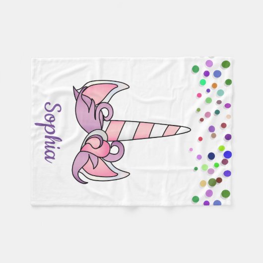 Persoonlijke Unicorn met Pony Fleece Deken (Voorkant (Horizontaal))