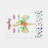 Persoonlijke Unicorn met Pony-knelpen Fleece Deken (Voorkant (Horizontaal))