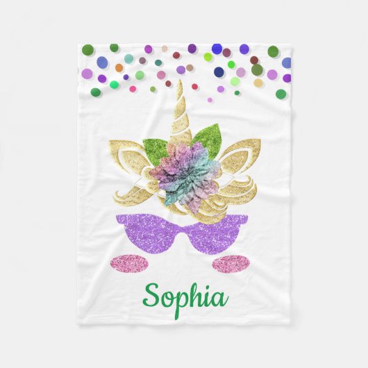 Persoonlijke Unicorn met Pony-knelpen Fleece Deken (Voorkant)