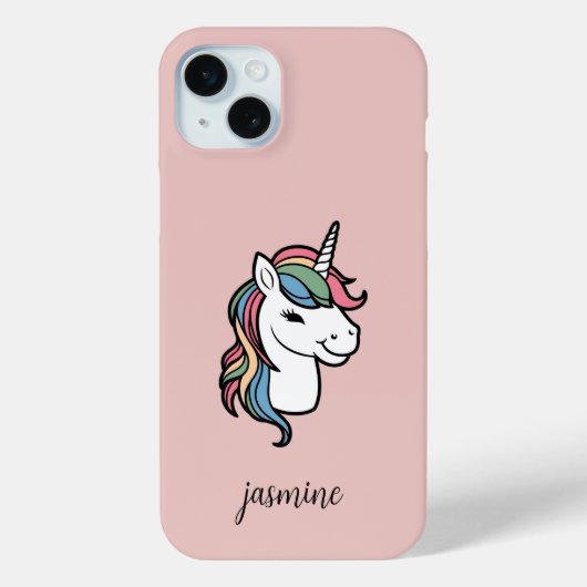 Persoonlijke Unicorn met regenboogmane Case-Mate iPhone Case (Achterkant)