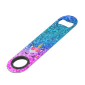 Persoonlijke Unicorn Ombre Glitter Bottle Opene Speed Flessenopener (Voorkant Gekanteld)