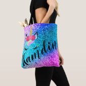 Persoonlijke Unicorn Ombre Glitter Canvas tas (Dichtbij)