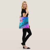 Persoonlijke Unicorn Ombre Glitter Canvas tas (Op model)