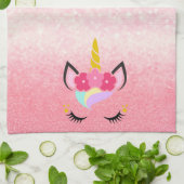 Persoonlijke Unicorn Ombre Glitter Kitchen Towel Theedoek (Gevouwen)