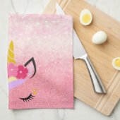 Persoonlijke Unicorn Ombre Glitter Kitchen Towel Theedoek (Quarter Fold)