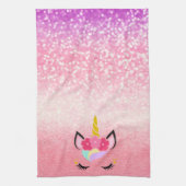 Persoonlijke Unicorn Ombre Glitter Kitchen Towel Theedoek (Verticaal)