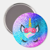 Persoonlijke Unicorn Ombre Glitter Magnet (Voorkant / Achterkant)