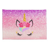 Persoonlijke Unicorn Ombre Glitter Pillow-Hoesjes Kussensloop (Achterkant-Rechts)