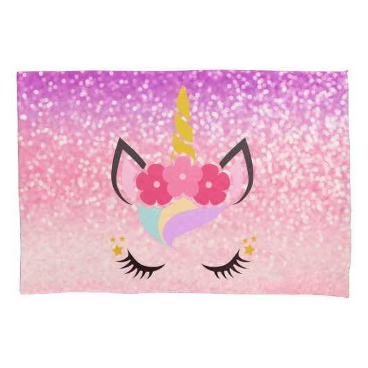 Persoonlijke Unicorn Ombre Glitter Pillow-Hoesjes Kussensloop (Voorkant-Links)