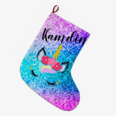 Persoonlijke Unicorn Ombre Glitter Stocking Grote Kerstsok (Voorkant (Hangend))