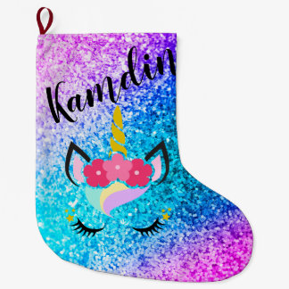 Persoonlijke Unicorn Ombre Glitter Stocking Grote Kerstsok