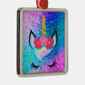 Persoonlijke Unicorn Ombre Glitter XMAS Ornament (Rechts)